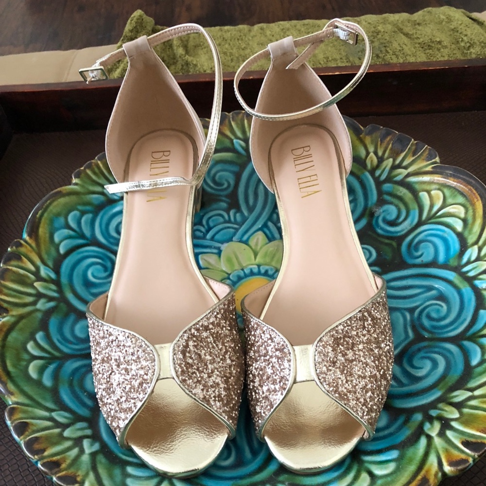 Billy Ella Satin/champagne glitter flats